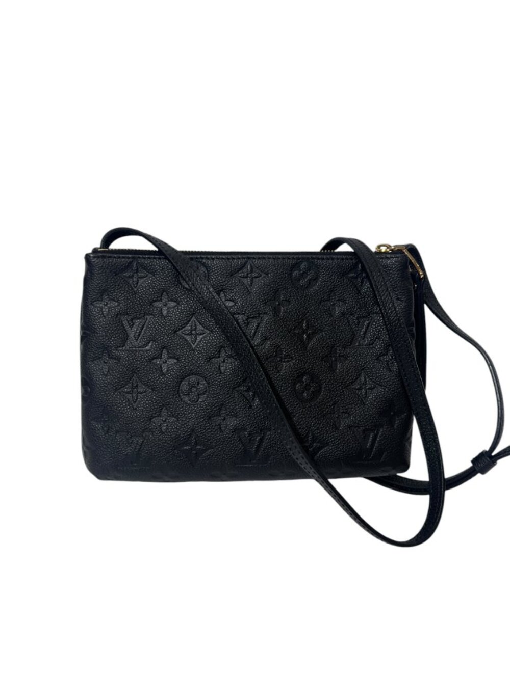 $1440 Louis Vuitton Black Embossed Empreinte Twice Leather Crossbody Bag - Picture 4 of 12